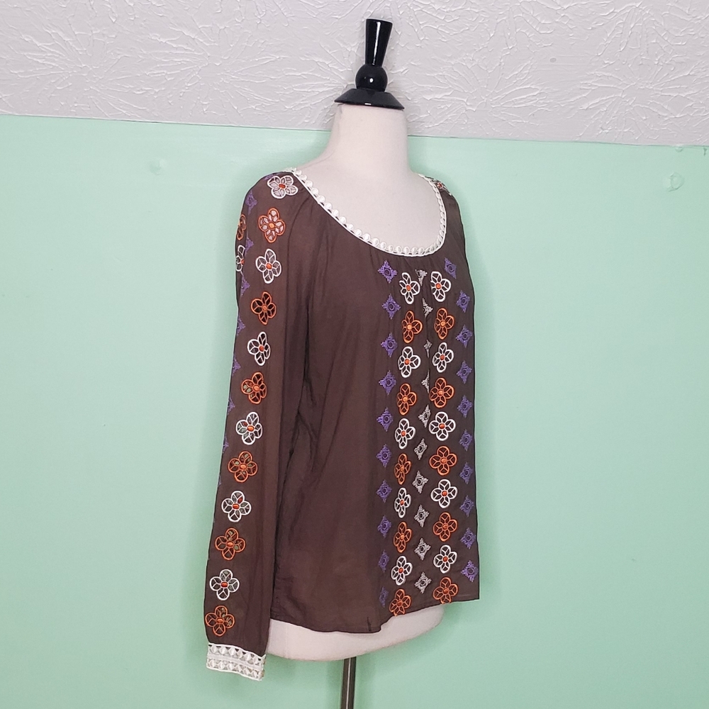 Tory Burch Long Sleeve Embroidered Peasant Top - Picture 8 of 8